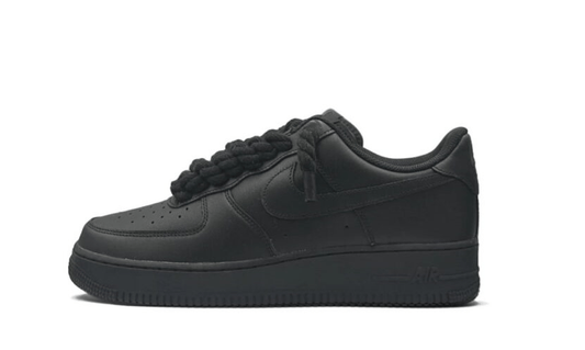 NIKE AIR FORCE 1 LOW 07 TRIPLE BLACK W/ BLACK ROPE LACES () - Rdrop