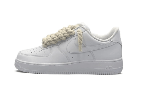 NIKE AIR FORCE 1 LOW 07 TRIPLE WHITE W/ BEIGE ROPE LACES () - Rdrop