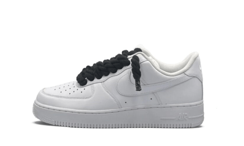 NIKE AIR FORCE 1 LOW 07 TRIPLE WHITE W/ BLACK ROPE LACES () - Rdrop