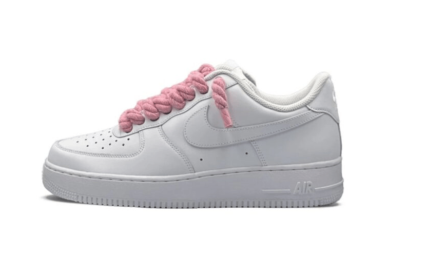 NIKE AIR FORCE 1 LOW 07 TRIPLE WHITE W/ PINK ROPE LACES (CW2288 - 111) - Rdrop